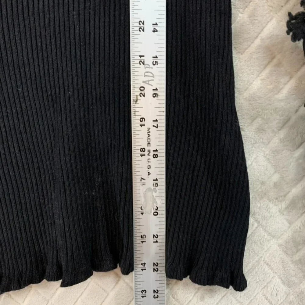 Almost Famous Womens S Sweater Black Ribbed Sheer Long Puff Sleeve Cabin Cottage - Picture 9 of 16